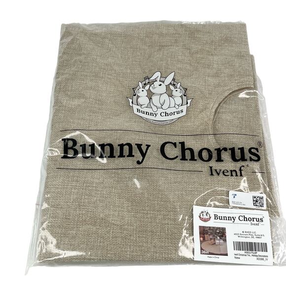 Bunny Chorus Ivenf Double-Layer Burlap Tree Skirt 36" Rustic Jute Christmas New - Picture 1 of 13